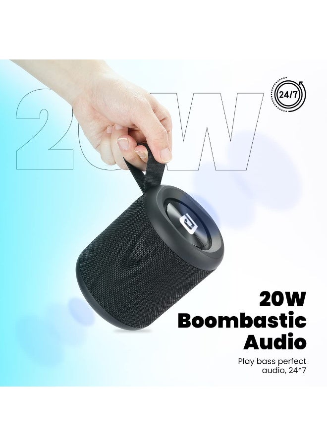 بورترونيكس Portronics SoundDrum P 20W Portable Bluetooth Speaker with 6-7 hrs Playback Time, Handsfree Calling, USB Slot, Aux-in Port, Type C Charging (Black) - Image 4